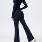 2 Piece Sports Suit Women Half Zipper Long Sleeves Slim Yoga Set Flared Activewear Gym Workout Sportswear The Clothing Company Sydney