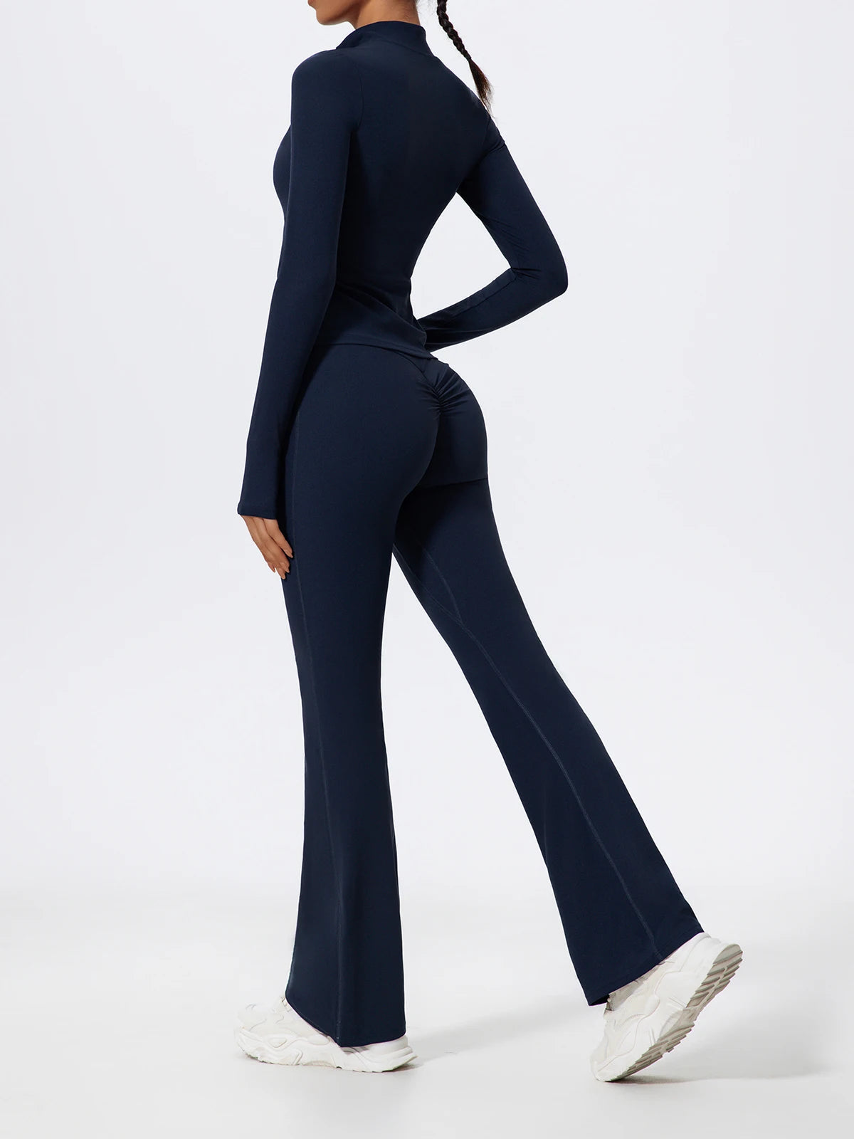 2 Piece Sports Suit Women Half Zipper Long Sleeves Slim Yoga Set Flared Activewear Gym Workout Sportswear The Clothing Company Sydney