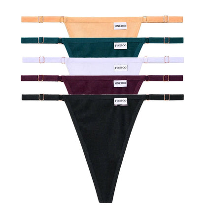 5 Pack Adjustable Women's Panties Cotton Panties Solid Low Waist Seamless Thongs Underpants Women Lingerie Set The Clothing Company Sydney