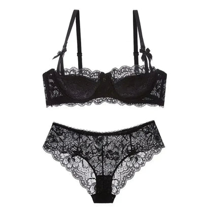 2 Piece Pull-up Bra with Bow Breathable Lace Bra Anti-slip Cup Date Night Set The Clothing Company Sydney