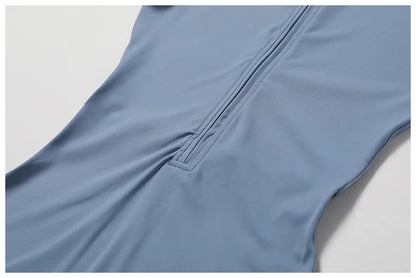 Yoga Jumpsuit Women Zipper Short Sleeve one piece Gym suit Fitness Set Workout Romper Elastic Sportswear - The Clothing Company Sydney