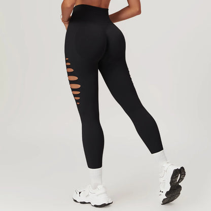 Seamless High-Waist Yoga Leggings – Hollow-Out Push-Up Workout Tights for Women - The Clothing Company Sydney