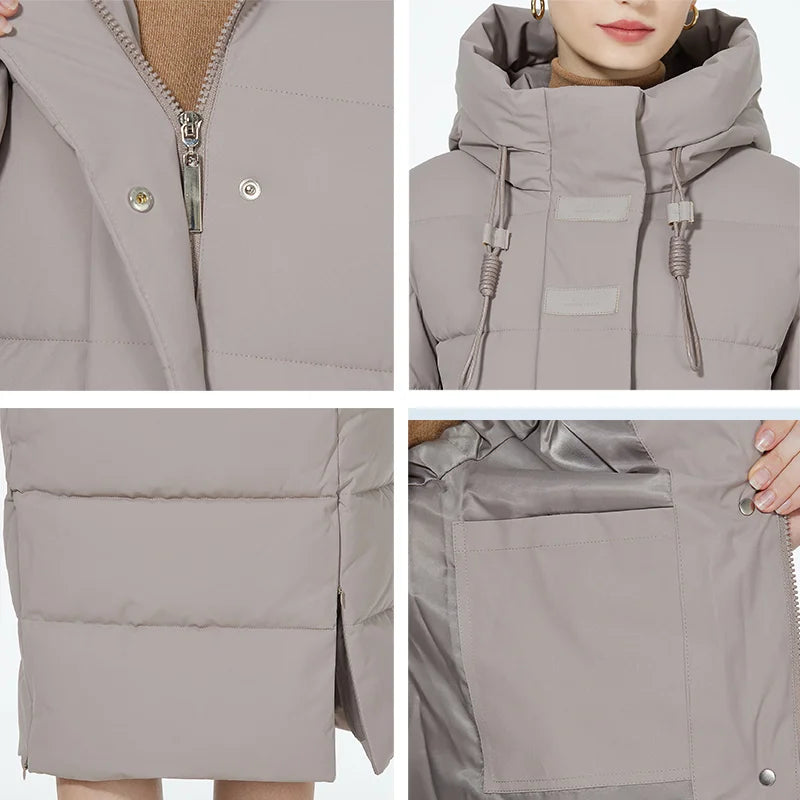 Maxi Long quilted coat elegant thick cotton jacket winter women's Outerwear with hood The Clothing Company Sydney