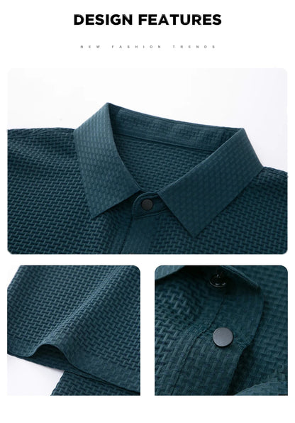 Summer Men's Lop-up Hollow Short-sleeved Polo Shirt Ice Silk Breathable Business Fashion T-Shirt Male Top The Clothing Company Sydney