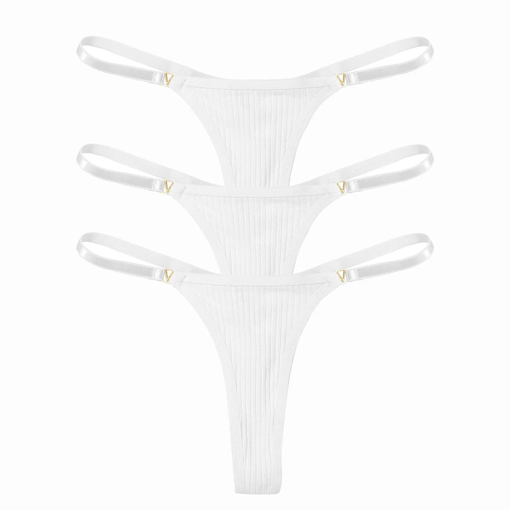 3 Pack Set Women's Panties Cotton Thongs Low Rise G String Solid Color Seamless Female Underpants Lingerie Underwear The Clothing Company Sydney