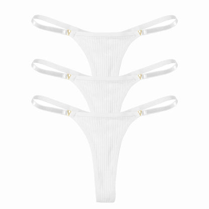 3 Pack Set Women's Panties Cotton Thongs Low Rise G String Solid Color Seamless Female Underpants Lingerie Underwear The Clothing Company Sydney