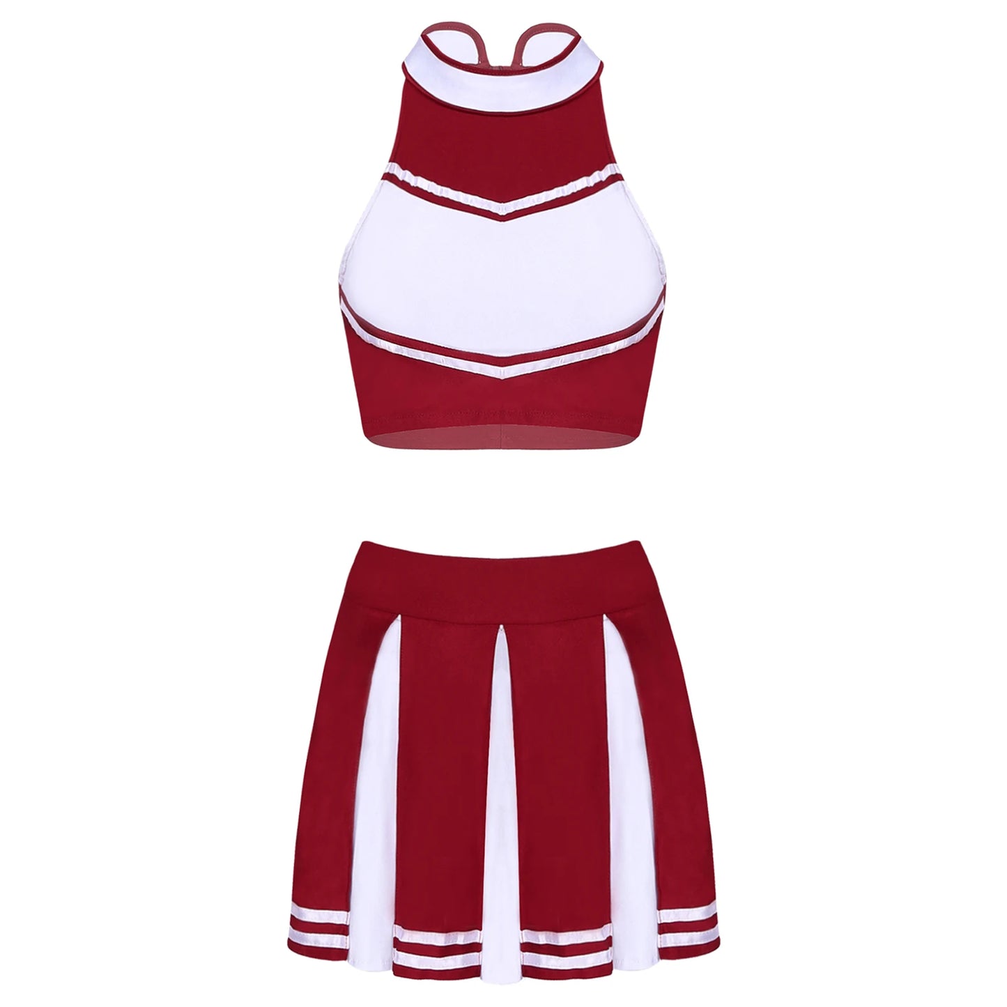 2 Piece Cheerleader Costume Women Adult Cheerleading Uniform Dancing Outfit Sleeveless Crop Top with Mini Pleated Skirt The Clothing Company Sydney