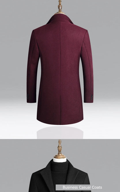 Business Casual Trench Coat Men Style Winter Coat Men's Autumn and Winter Wool Mix Coat Jacket - The Clothing Company Sydney
