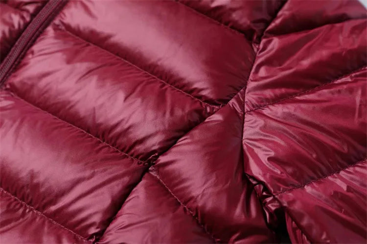 Women's Padded Hooded Long Jacket White Duck Down Overcoat Ultra Light Slim Solid Jackets Coat Portable Parkas - The Clothing Company Sydney