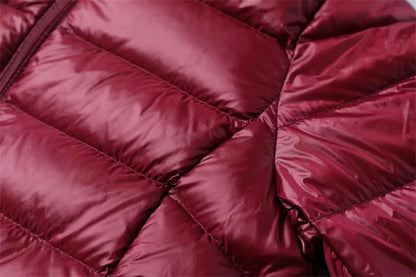 Women's Padded Hooded Long Jacket White Duck Down Overcoat Ultra Light Slim Solid Jackets Coat Portable Parkas - The Clothing Company Sydney