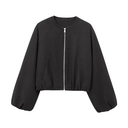 Women's Red Zipper Bomber Jackets Soft Cropped Jackets Long Sleeve Sports Jacket Outerwear The Clothing Company Sydney