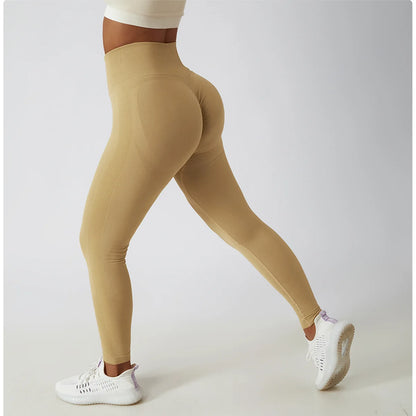 Women's Ribbed Seamless Yoga Pants High Waist Gym Leggings Sports Fitness Legging Running Tights - The Clothing Company Sydney