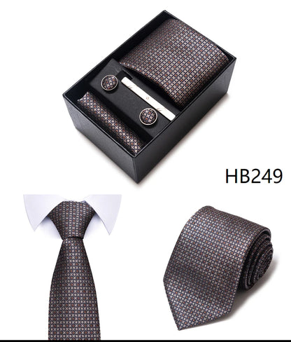 4 Piece Tie Handkerchief Cufflink Set For Men Necktie Holiday Gift Box Blue Gold Suit Accessories Slim Wedding Set The Clothing Company Sydney