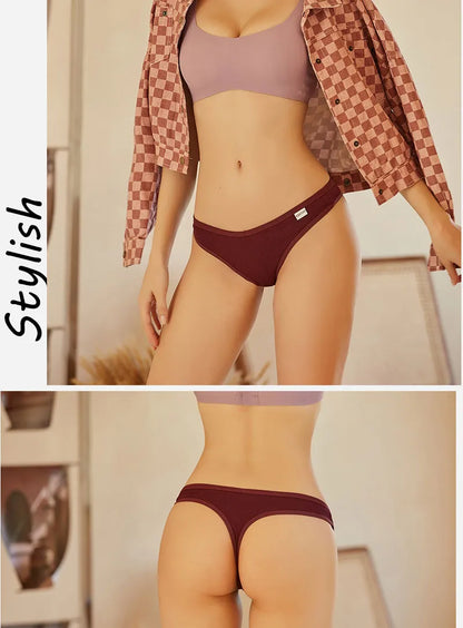 3 Pack Cotton Thongs Lady Solid V-Waist Stripe Panties Breathable G-String Underwear Soft Intimates Lingerie The Clothing Company Sydney
