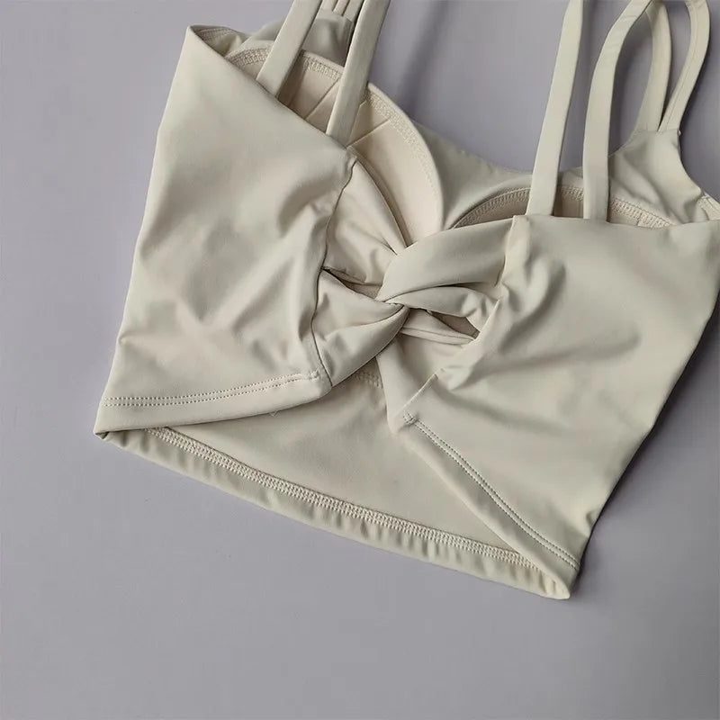 Women's Sports Bras Fitness Top Lingerie, Push Up Fixed Pad Yoga Bra Knotted Back Running Vest Gym Tops The Clothing Company Sydney