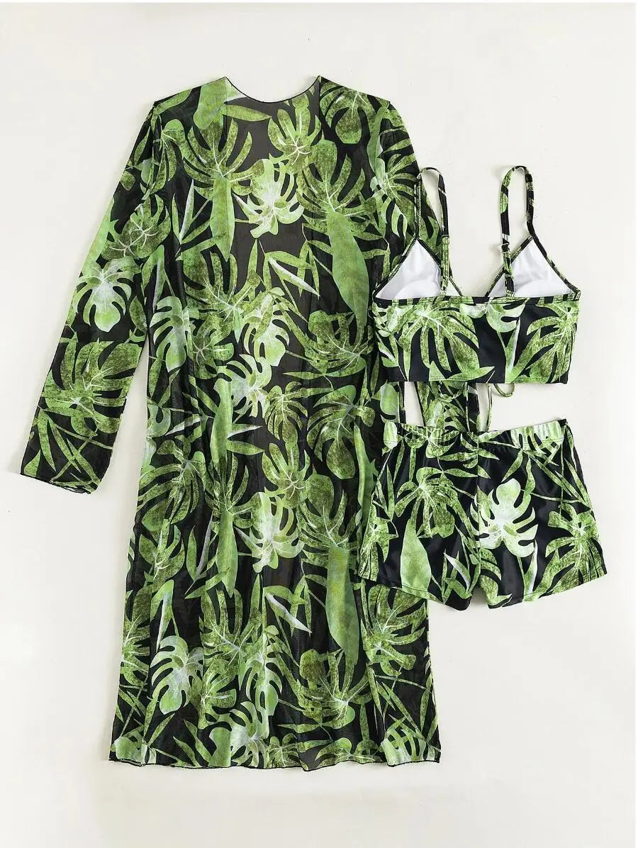 Print Three-Piece Swimsuits Tankini Sets Swimwear Push Up Beach Wear Bathing Suit Swimming Suit The Clothing Company Sydney