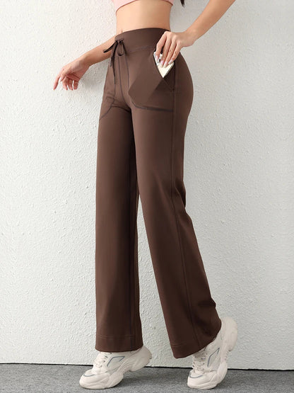 Women's Casual Loose Straight Running Sweatpants Wide Leg Drawstring Design With Side Pockets Leggings Yoga Pants The Clothing Company Sydney