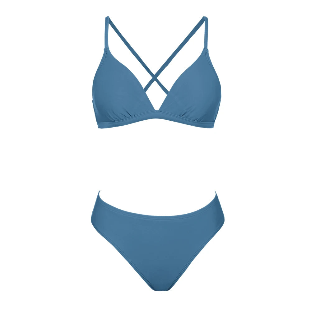 2 Piece Lace Up Back Mid Waist Bikini Set The Clothing Company Sydney