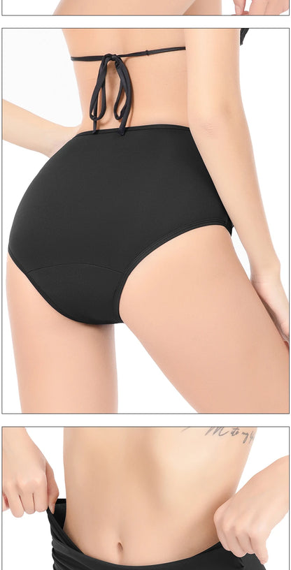 4-Layer Leak Proof Period Swimwear Bikini Bottoms Absorbent Beachwear Panties Plus Size Menstrual Swimsuit - The Clothing Company Sydney