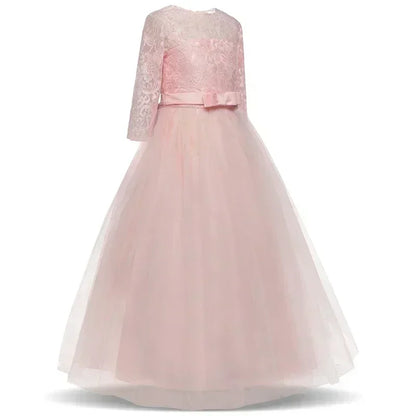 Teens Girls Princess Dress for Party Ball Gown Wedding White Dresses Kids Birthday Bridesmaid Costume Lace Flower Pageant Dress - The Clothing Company Sydney