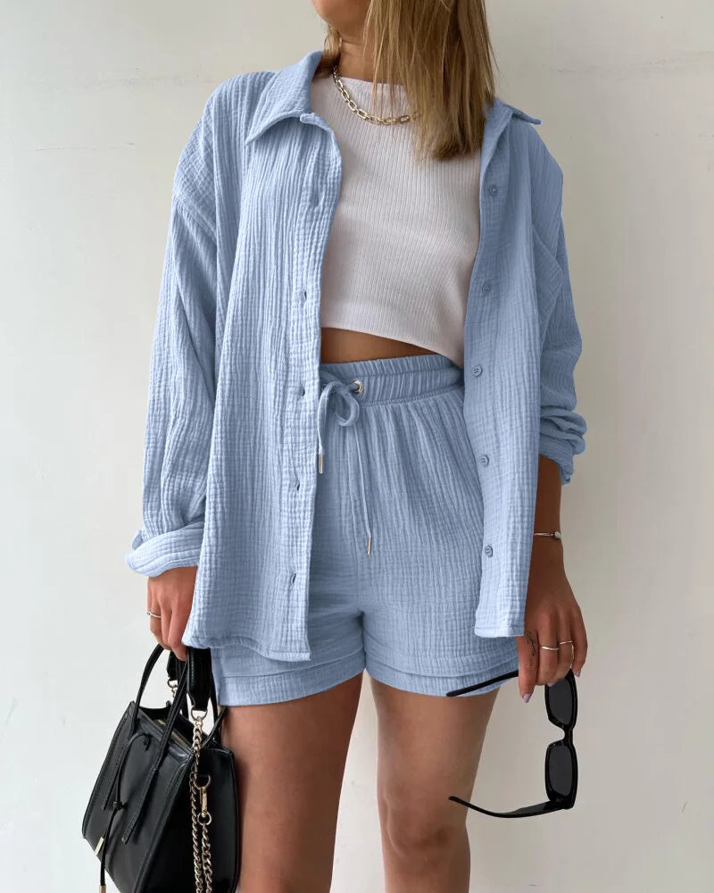 Summer Women's Suit Short Sets Outfits Suit Two Piece Button Up Matching Outfit Set - The Clothing Company Sydney