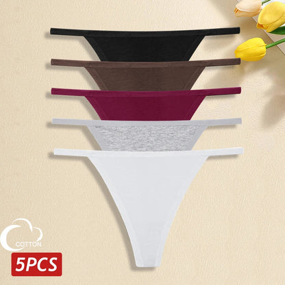 5 Pack Women's Cotton Panties Underwear Low Waist G-String Thongs Breathable Lingerie Set The Clothing Company Sydney