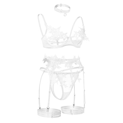 Lingerie Open Bra See Through Fancy Underwear Luxury Lace Outfits Intimate Lingerie Set - The Clothing Company Sydney