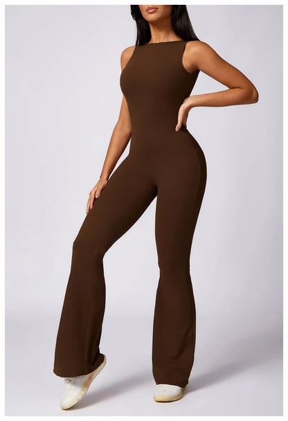 Women's V Back Jumpsuit Gym Set Sports Jumpsuit Training Yoga Suit Fitness Rompers Stretch Workout Bodysuits Sportswear - The Clothing Company Sydney