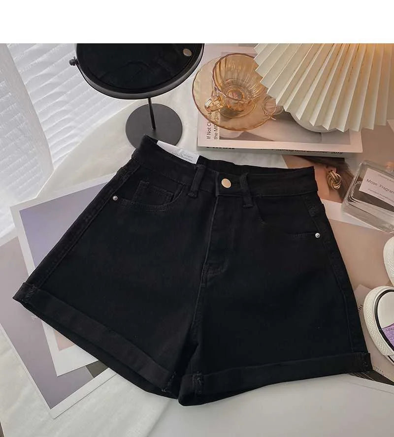 High Waist Plus-size Women Jeans Student Casual Versatile Trendy A- line Hot Pants Cotton Jeans Shorts The Clothing Company Sydney