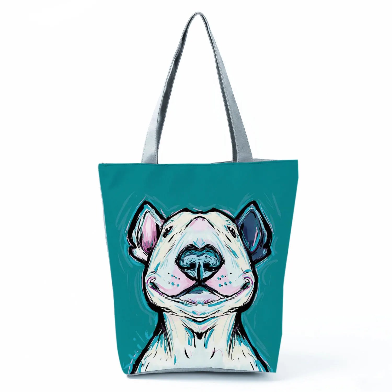 Bull Terrier Dog Print Shopping Bags Tote Casual Handbags Animal Print School Traveling Shoulder Bag - The Clothing Company Sydney