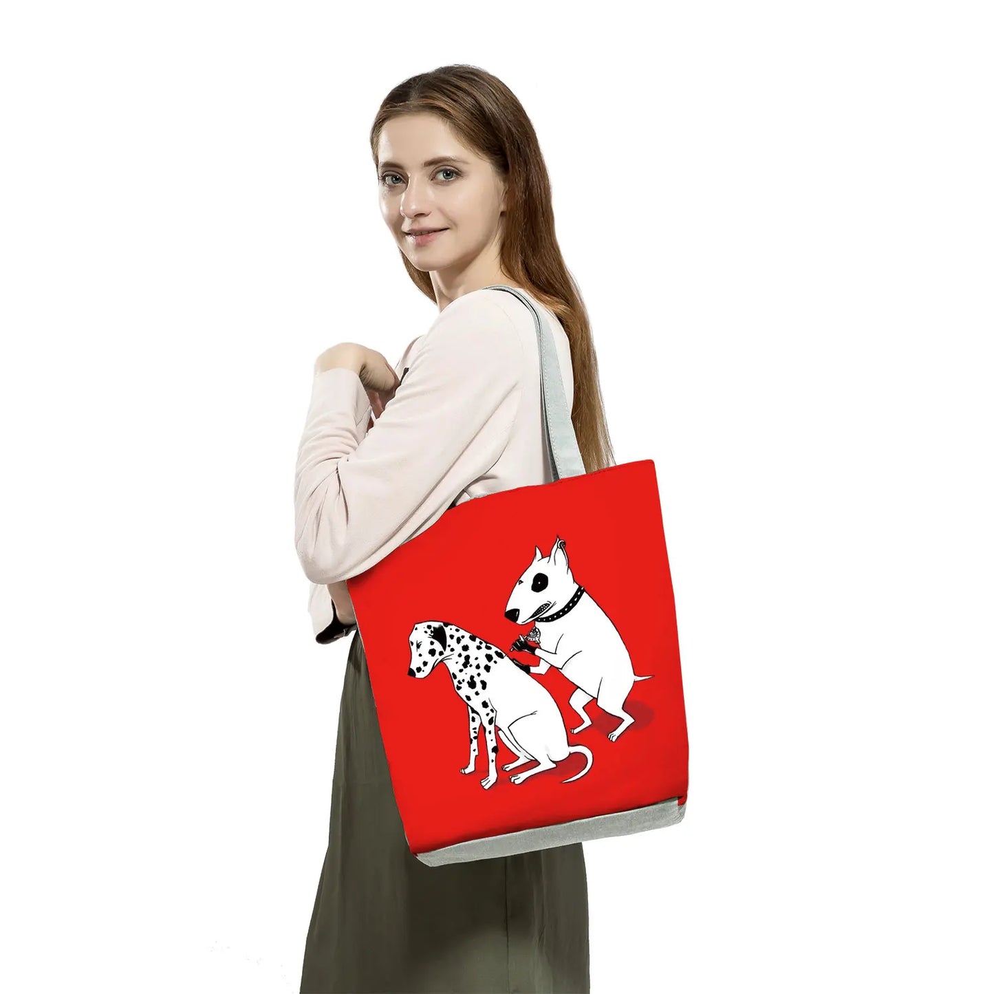 Bull Terrier Dog Print Shopping Bags Tote Casual Handbags Animal Print School Traveling Shoulder Bag - The Clothing Company Sydney
