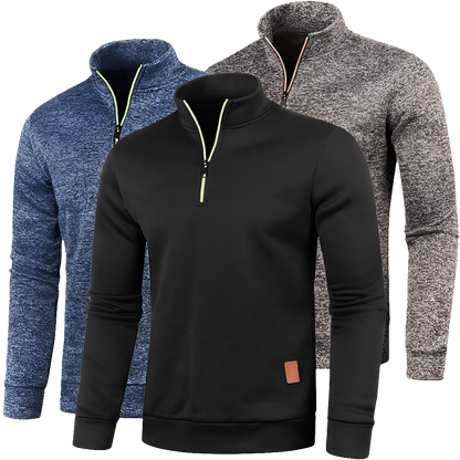Men's Half Zipper Long Sleeve Pullover Turtleneck Sweater - The Clothing Company Sydney