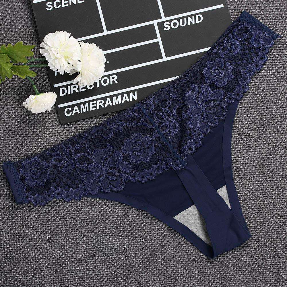 1 piece G-string Thongs Lace Floral Sheer Breathable Low Waist Underwear Soft Lingerie Ice Silk Briefs Seamless Panties The Clothing Company Sydney