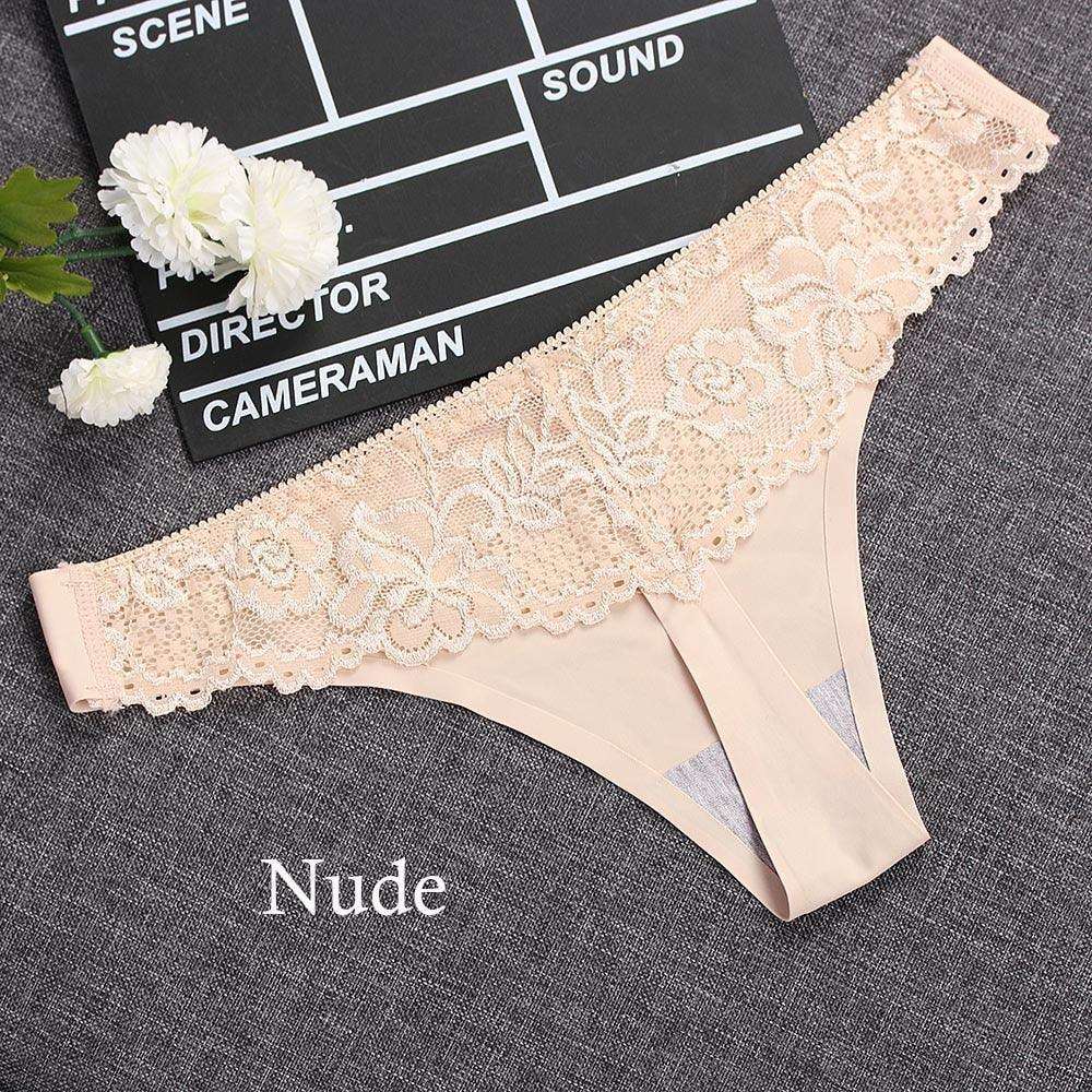 1 piece G-string Thongs Lace Floral Sheer Breathable Low Waist Underwear Soft Lingerie Ice Silk Briefs Seamless Panties The Clothing Company Sydney