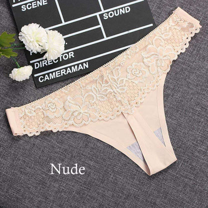 1 piece G-string Thongs Lace Floral Sheer Breathable Low Waist Underwear Soft Lingerie Ice Silk Briefs Seamless Panties The Clothing Company Sydney