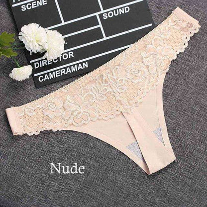 1 piece G-string Thongs Lace Floral Sheer Breathable Low Waist Underwear Soft Lingerie Ice Silk Briefs Seamless Panties The Clothing Company Sydney