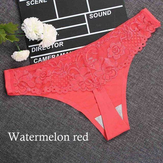 1 piece G-string Thongs Lace Floral Sheer Breathable Low Waist Underwear Soft Lingerie Ice Silk Briefs Seamless Panties The Clothing Company Sydney