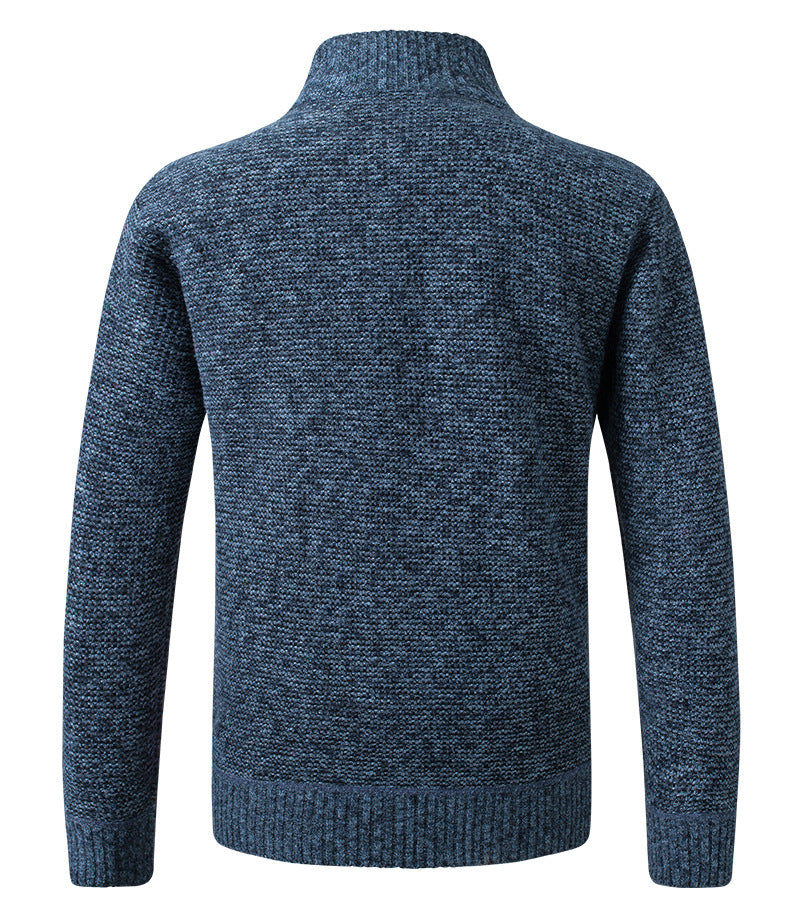 Autumn Winter Men's Jacket Slim Fit Stand Collar Zipper Solid Thick Warm Jacket Cardigan Sweater The Clothing Company Sydney
