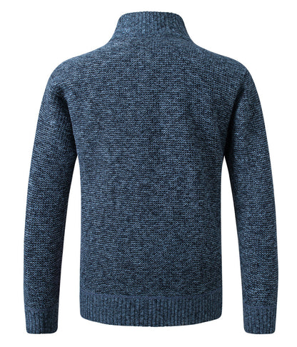 Autumn Winter Men's Jacket Slim Fit Stand Collar Zipper Solid Thick Warm Jacket Cardigan Sweater The Clothing Company Sydney