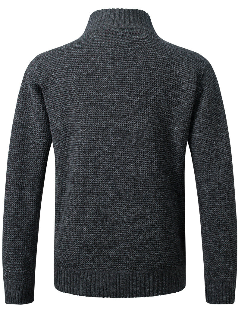 Autumn Winter Men's Jacket Slim Fit Stand Collar Zipper Solid Thick Warm Jacket Cardigan Sweater The Clothing Company Sydney