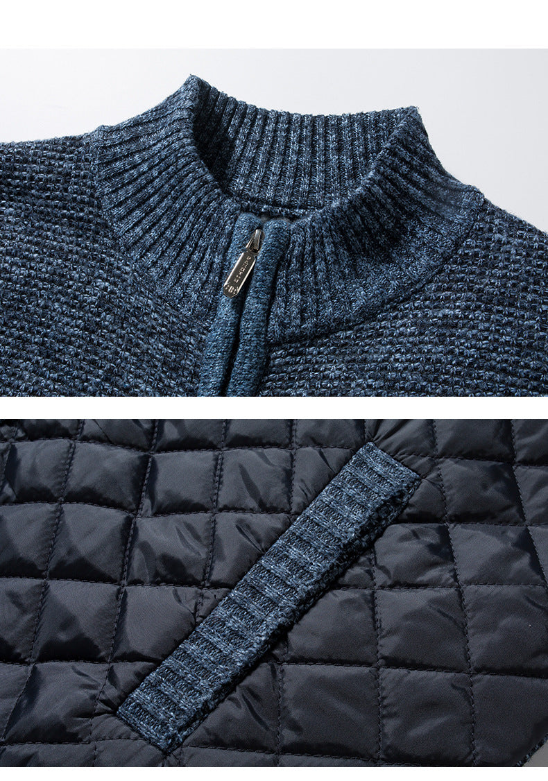 Autumn Winter Men's Jacket Slim Fit Stand Collar Zipper Solid Thick Warm Jacket Cardigan Sweater The Clothing Company Sydney