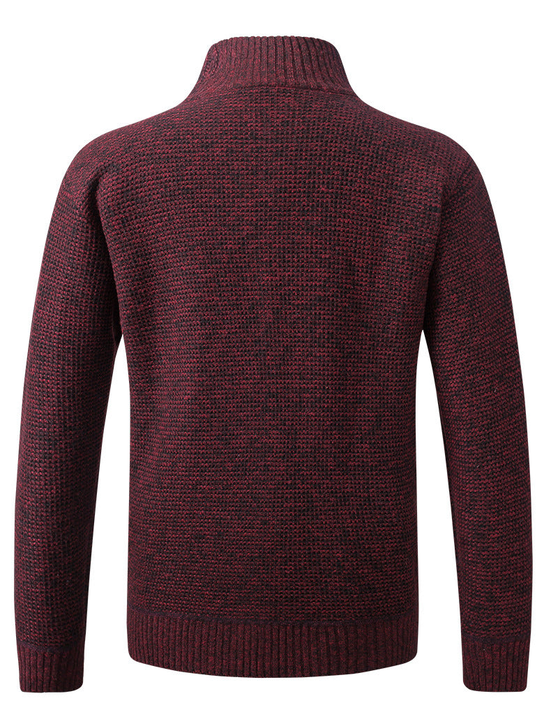 Autumn Winter Men's Jacket Slim Fit Stand Collar Zipper Solid Thick Warm Jacket Cardigan Sweater The Clothing Company Sydney