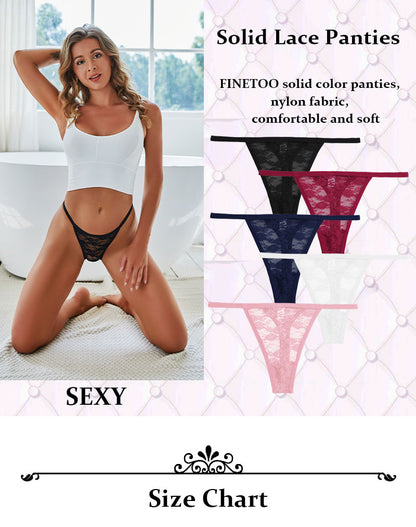 2 Pack Set Women's Lace Panties Low Waist G-String Underwear Solid Hollow Out Transparent Thong Soft Breathable Lingerie The Clothing Company Sydney