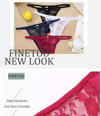 2 Pack Set Women's Lace Panties Low Waist G-String Underwear Solid Hollow Out Transparent Thong Soft Breathable Lingerie The Clothing Company Sydney
