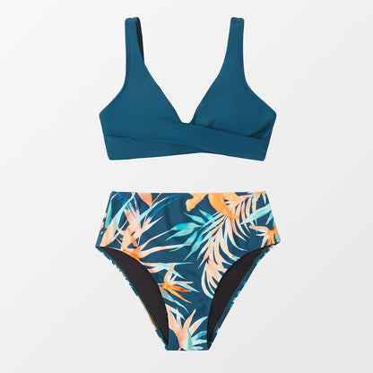 Yellow And Lemon Print Mid-Waist Bikini Sets Swimsuit Lace Up Two Pieces Swimwear Beach Bathing Suits The Clothing Company Sydney