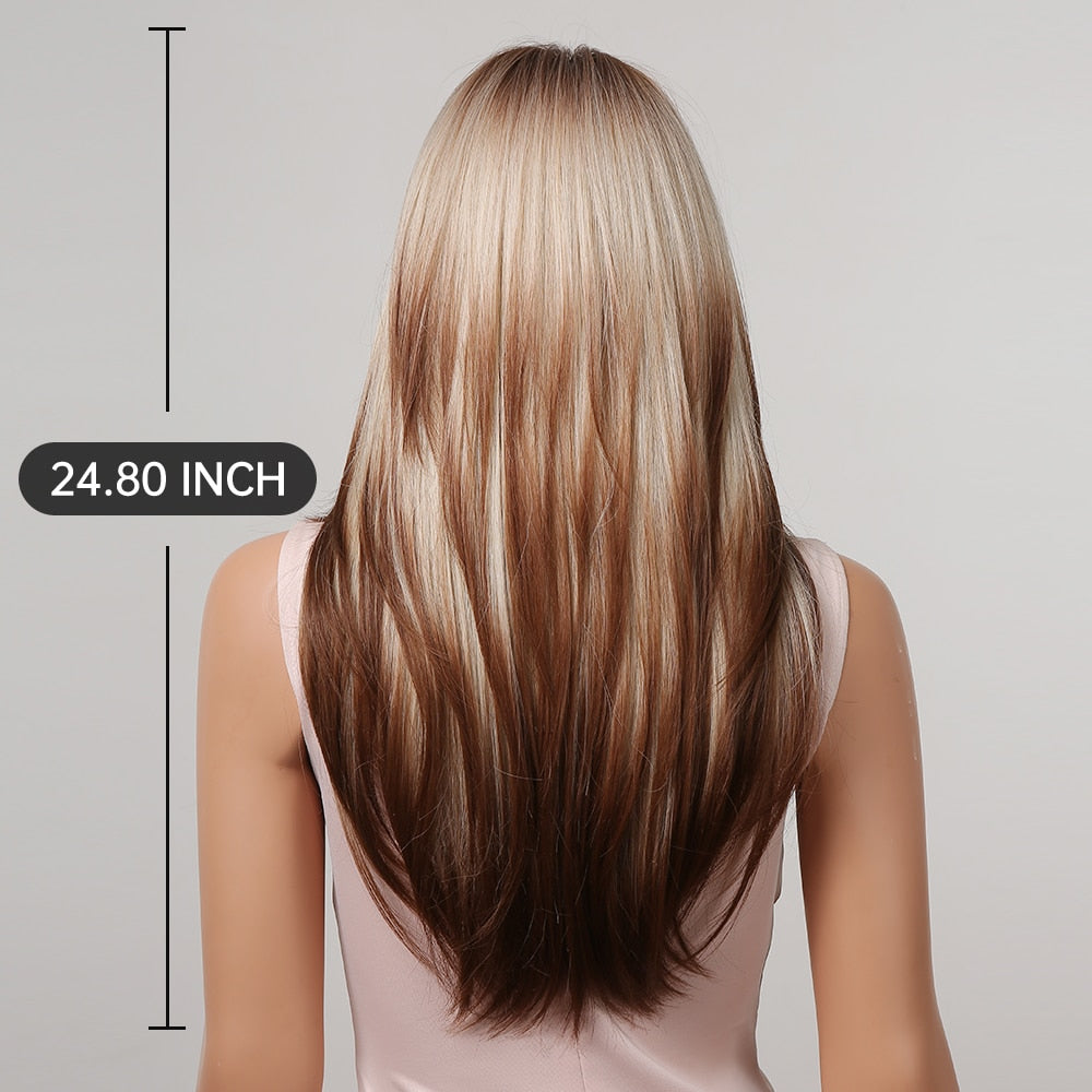 Long Straight Blonde Layered Synthetic Wigs Brown Balayage Ombre Wigs With Bang Cosplay Costume Heat Resistant Wigs The Clothing Company Sydney
