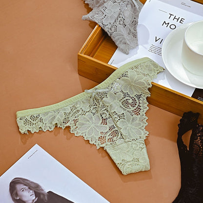 Lace Embroidery Underwear Lingerie T-back Thong Sheer Panties Hollow out Transparent Knickers The Clothing Company Sydney