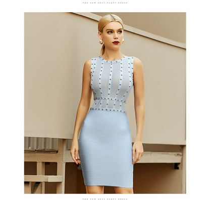 Summer Tank Sleeveless Women's Bodycon Bandage Dress Lace Beading Celebrity Club Evening Runway Party Dress The Clothing Company Sydney