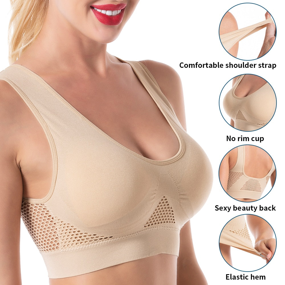 Women's Unwired Bras Wireless S-6XL Plus Size Backless Push Up Seamless Mesh Top Bra Non Bones Frame Sports Bras The Clothing Company Sydney