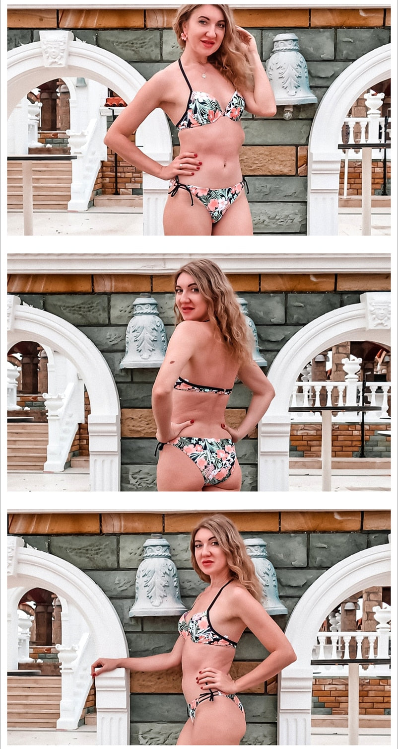 2 Piece Bikini Push Up Swimwear Print Floral Bikinis Set Swimsuit Bathing Suit Two Piece Summer Beach Wear The Clothing Company Sydney